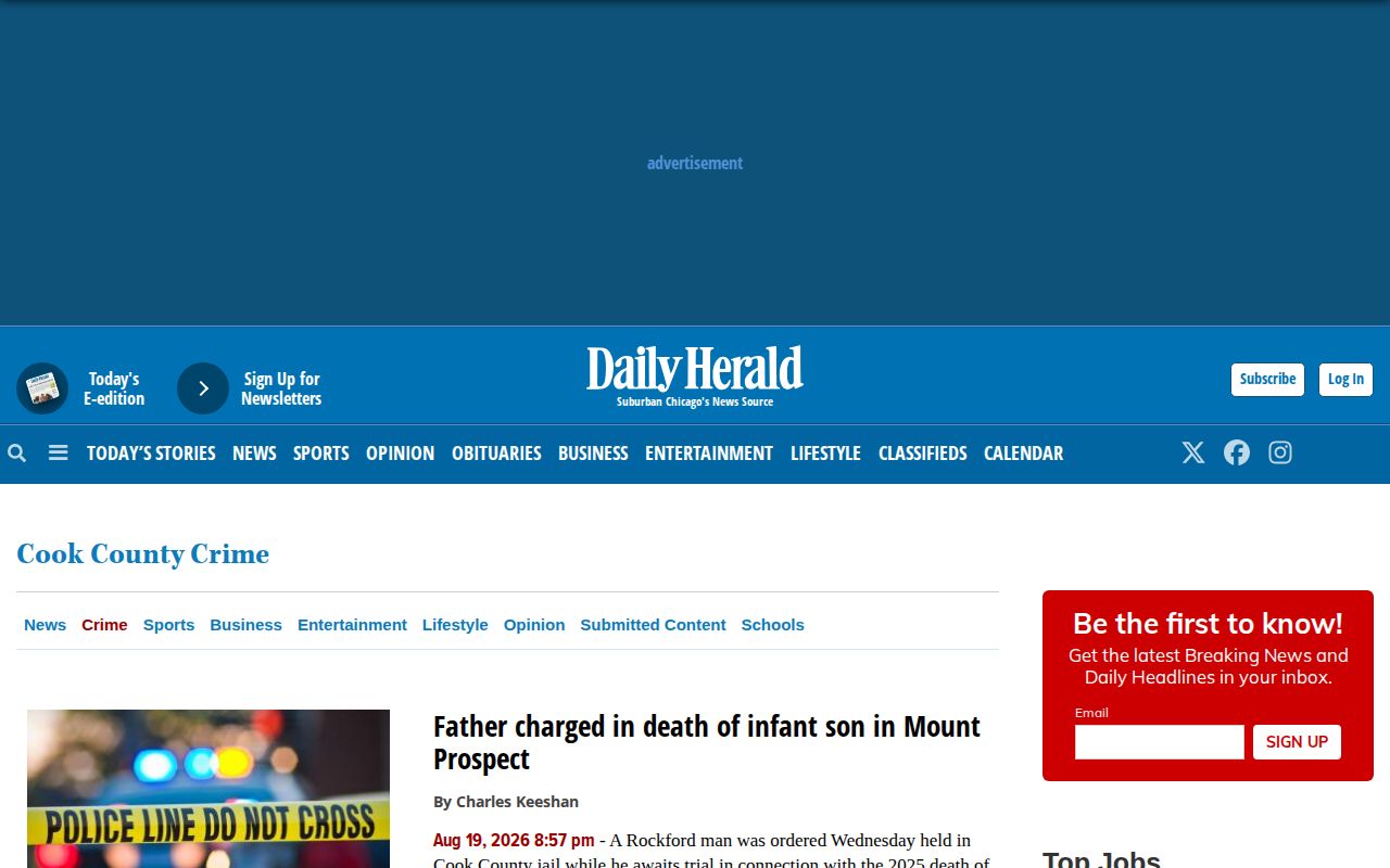 Daily Herald Cook County crime news section and local reporting